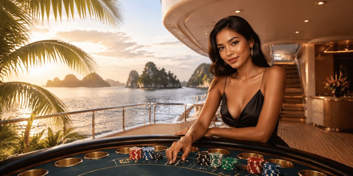 Model Vietnam memainkan casino online dengan tampilan antarmuka yang bersih dan modern