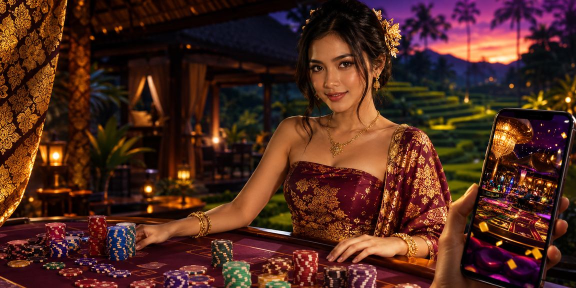 Pemain menikmati casino mobile di festival dengan suasana meriah dan penuh cahaya