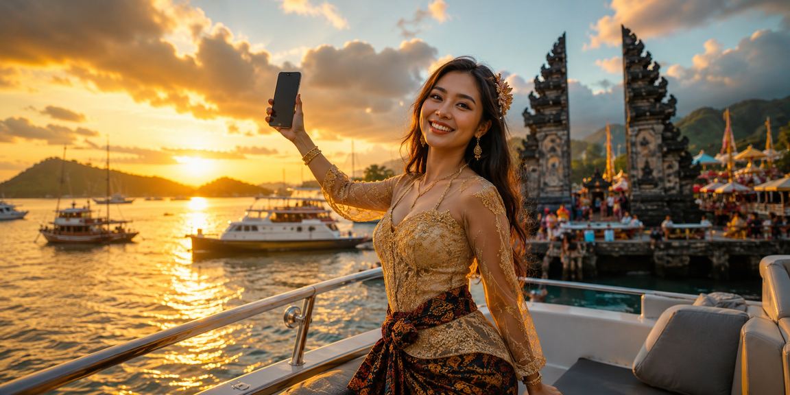 Suasana festival casino mobile yang meriah dengan cahaya berwarna-warni dan semangat pengguna aktif