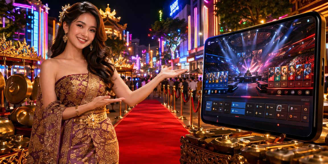 Tampilan esports betting dengan pencahayaan neon biru dan ungu yang kuat menggambarkan dunia gaming kompetitif